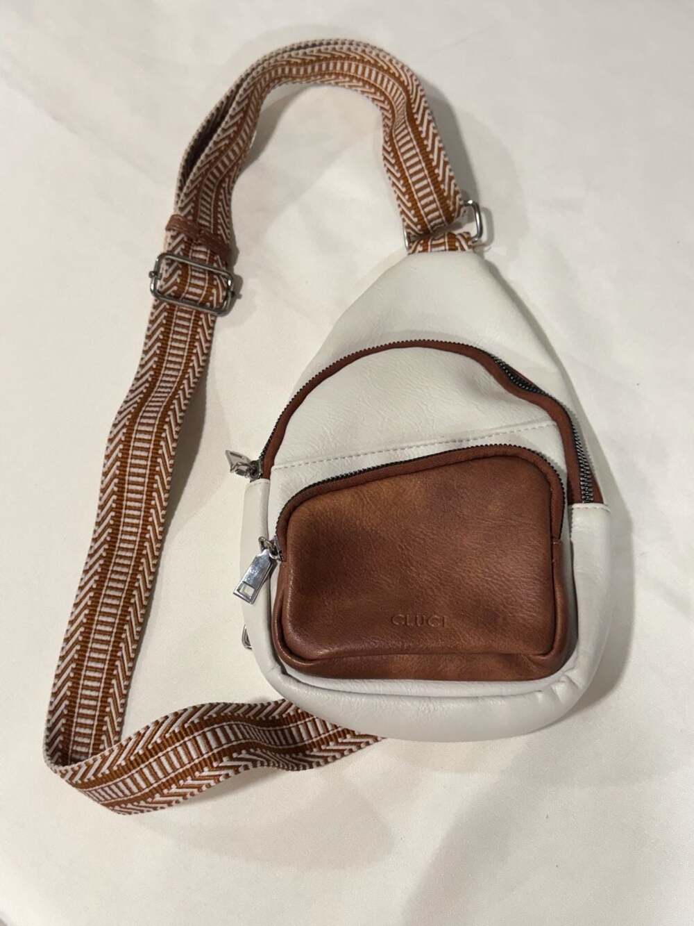 Ivory Brown Sling Backpack Crossbody Bag Boho Travel Casual Mini Purse